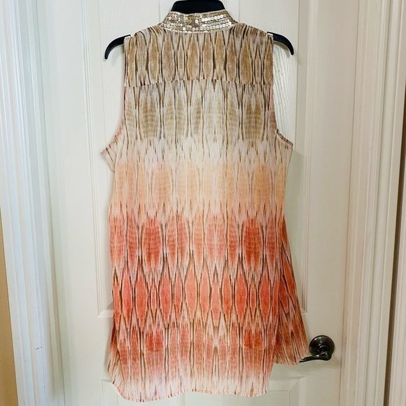 Chico’s Sheer Embellished Python Print Vest in Calliandra Pink Womens Size Large - Picture 7 of 13